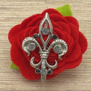 Fleur De Lis Rhinestone Statement Pin Brooch